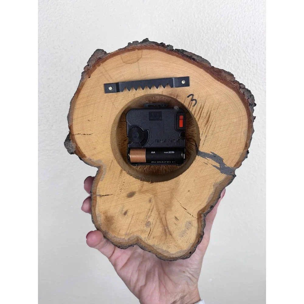 Live Edge Wood Slice Wall Clock Roman Numerals Rustic Handmade 8x6